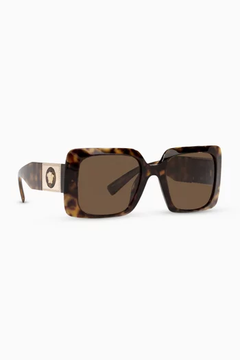 Rectangle Sunglasses with Medusa Medallion 