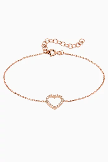 سوار بحلية على شكل قلب مرصعة بأحجار