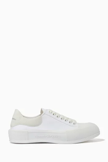Deck Lace Up Plimsolls in Canvas 