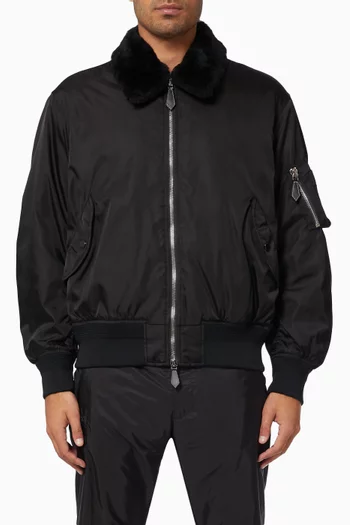 Glenfield Bomber Jacket with Detachable Shearling Collar in ECONYL®  