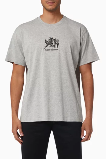 Oversized T-shirt with Deer in Cotton    