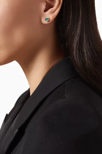 أقراط دائرية صغيرة مرصعة بملاكيت وماس ذهب وردي عيار 18