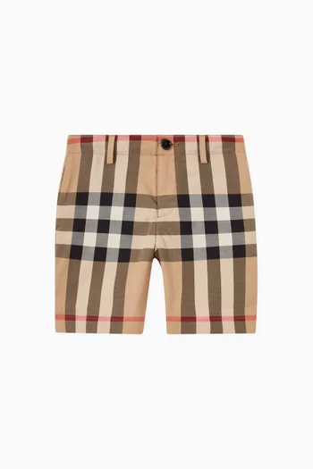 Check Tailored Shorts in Stretch Cotton   