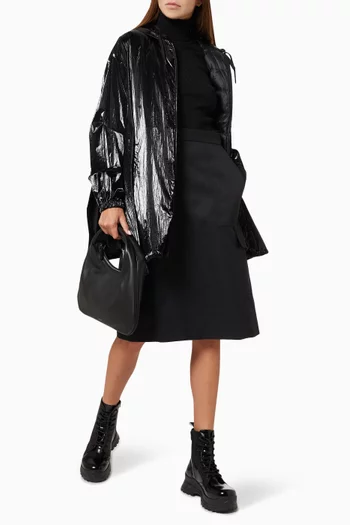 Caucalis Long Parka Jacket in Coated Shiny Nylon   