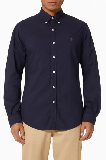 Slim Fit Oxford Shirt in Garment-dyed Cotton