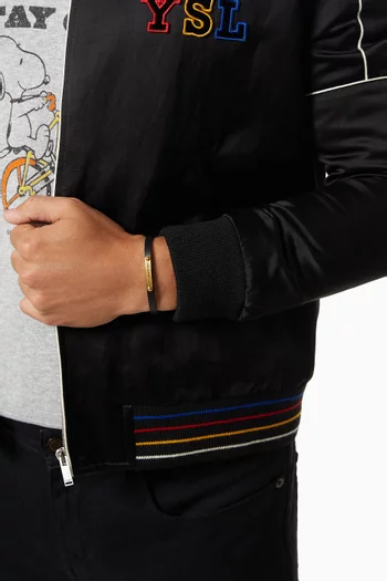 سوار جلد ناعم بحلية شعار SAINT LAURENT