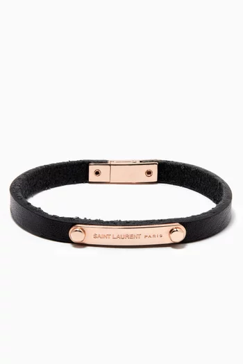 سوار جلد ناعم بحلية شعار SAINT LAURENT