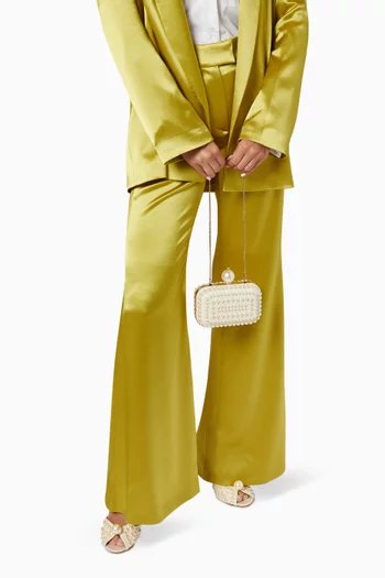 Cloud Pearl-embellished Clutch Bag in Suede