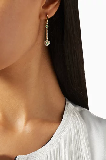 Comet Earrings with Emeralds & Diamonds in 14kt Yellow Gold 