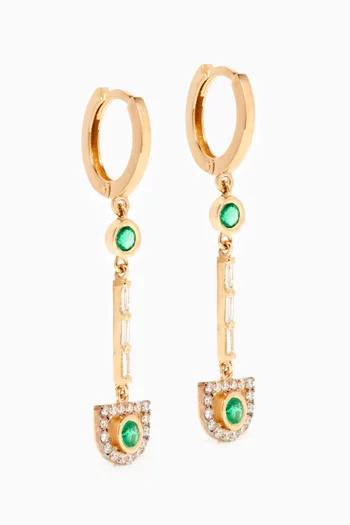 Comet Earrings with Emeralds & Diamonds in 14kt Yellow Gold 