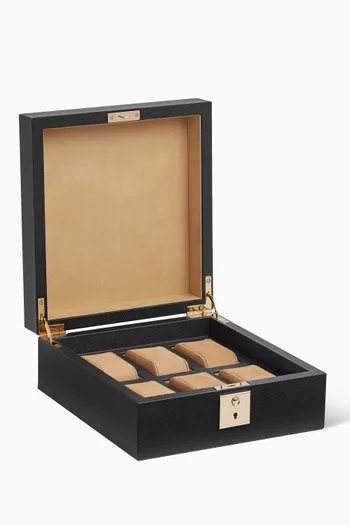Panama Lockable Watch Box in Crossgrain Leather    