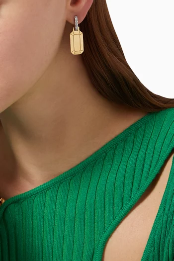 قرط طوكيو صغير ذهب أبيض وأصفر عيار 18