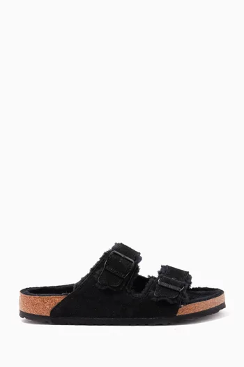 Arizona Shearling Sandals in Suede Leather   