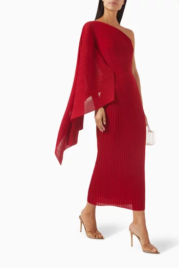 The Lenna Midi Dress in Plissé Crepe