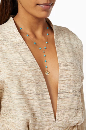 Eye Y Necklace with Turquoise in 18kt Yellow Gold   