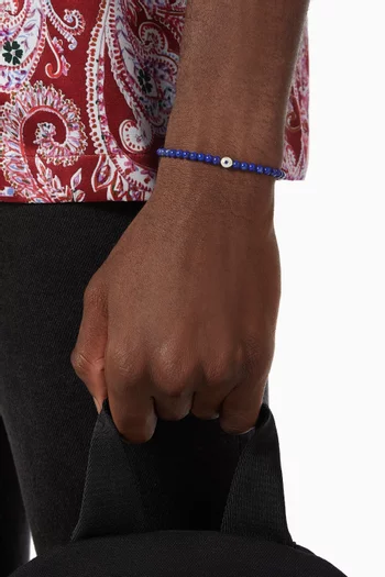 سوار خرز اللازورد وياقوت وفضة إسترلينية بتصميم مسبحة وعين الحسود