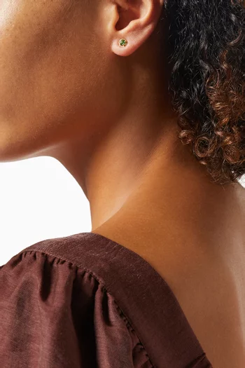 أقراط سلاسل مرصعة بأحجار التسافوريت ذهب أصفر عيار 18