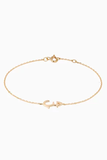 "Hob/Love" Bracelet with Diamond in 18kt Yellow Gold   
