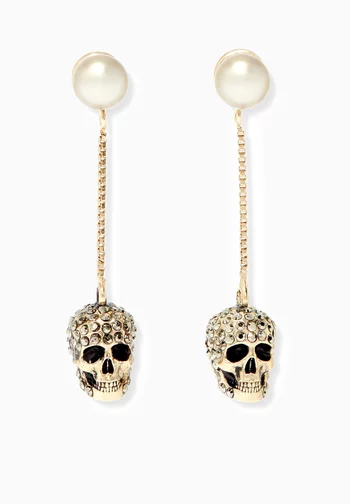 Pavé Skull Chain Earrings 