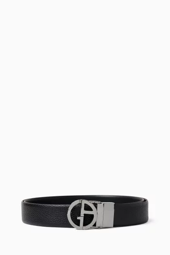 Reversible GA Logo Belt in Leather