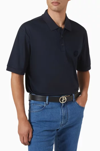 حزام بشعار الماركة بوجهين جلد