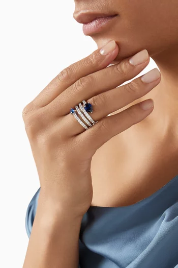 خاتم بتصميم حلزوني مرصع بأحجار بافيه وبتصميم كمثرى نحاس مطلي بالروديوم