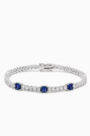 Triple Emerald Tennis Bracelet in Rhodium-plated Brass