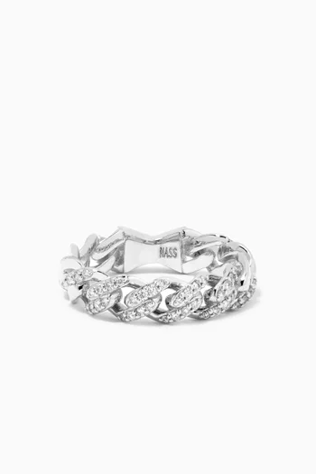 Pavé Diamond Chain Band Ring in 14kt White Gold 