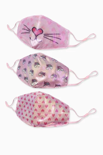 Kitty Hearts Face Mask, Set of 3   