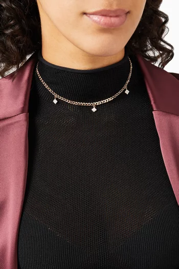 Quwa Dangling Square Diamond Necklace in 18kt Rose Gold 