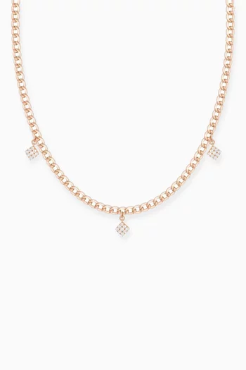 Quwa Dangling Square Diamond Necklace in 18kt Rose Gold 