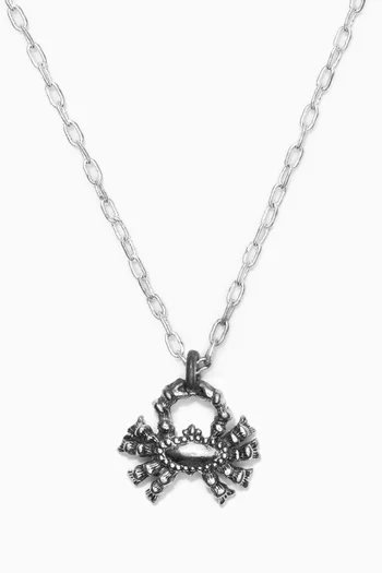 Cancer Zodiac Pendant with Chain Necklace in Silver Plating 