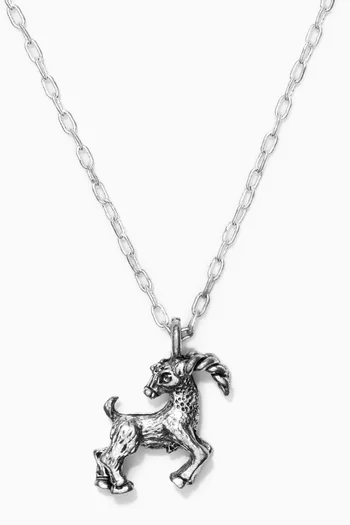 Capricorn Zodiac Pendant with Chain Necklace in Silver Plating 