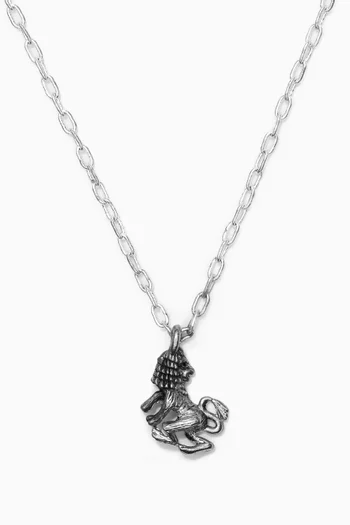 Leo Zodiac Pendant with Chain Necklace in Silver Plating 