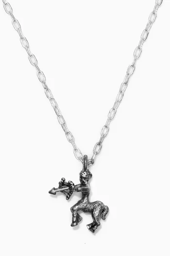 Saggitarius Zodiac Pendant with Chain Necklace in Silver Plating 