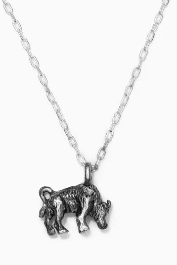 Taurus Zodiac Pendant with Chain Necklace in Silver Plating 