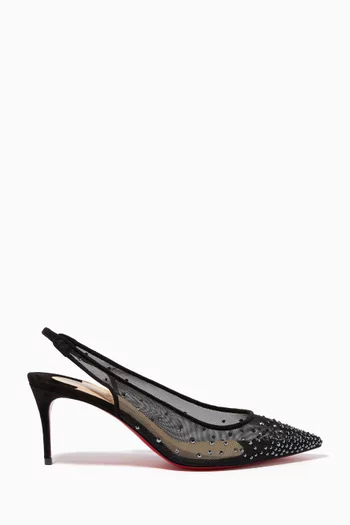 Follies Strass Sling 70 Pumps in Mesh & Suede