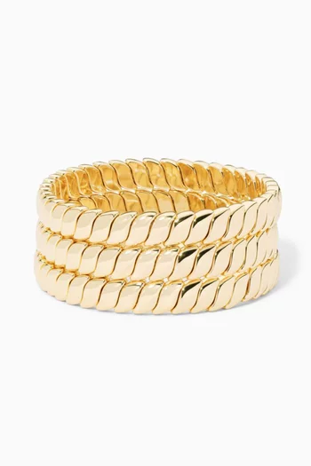 Smooth Moves Bracelet in Stretch Gold-plated Brass, Set of 3   