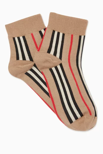 Icon Stripe Short Socks in Stretch Cotton     