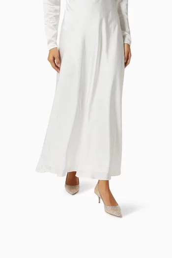 حذاء كلاسيك ريجينا 55 بسير خلفي شمواه وقماش شبكي مرصع بكريستال