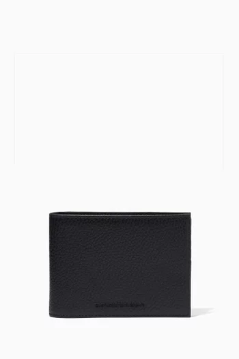 EA Embossed Bi-fold Wallet in Tumbled Leather     