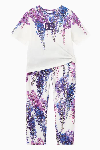 Wisteria Print Trousers in Poplin 