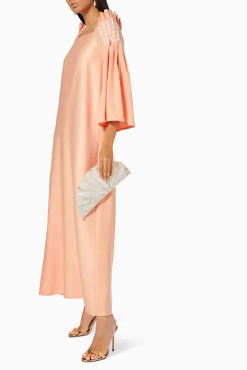 Pleated Embellished Sleeve Dress