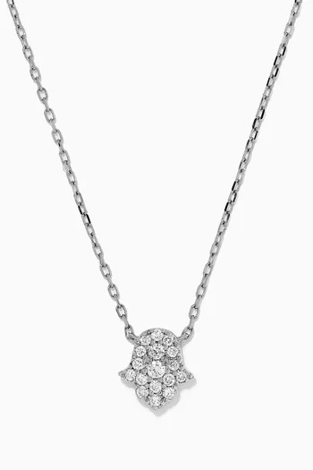 Magic Touch Hand Diamond Necklace in 18kt White Gold 