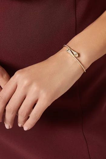 سوار كليو متوسط سهل الارتداء مرصع بالكامل بالماس ذهب عيار 18