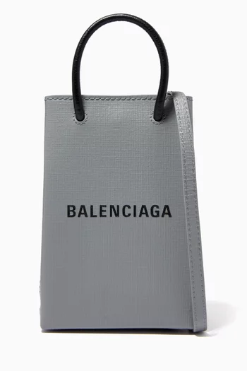 Shopping Phone Holder Bag in Squared Calfskin   