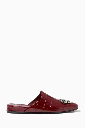 Cosy BB Mules in Croc-embossed Leather  