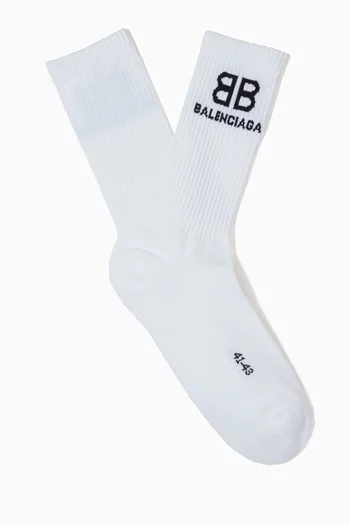 Jacquard BB Tennis Socks in Ribbed Cotton   