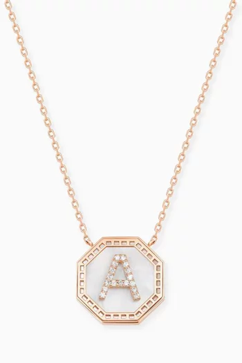 Harf Turath Letter Necklace with Diamonds in 18kt Rose Gold    
