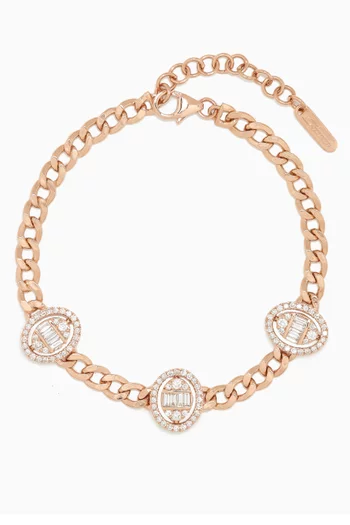 Quwa Three Oval Diamond Bracelet in 18kt Rose Gold